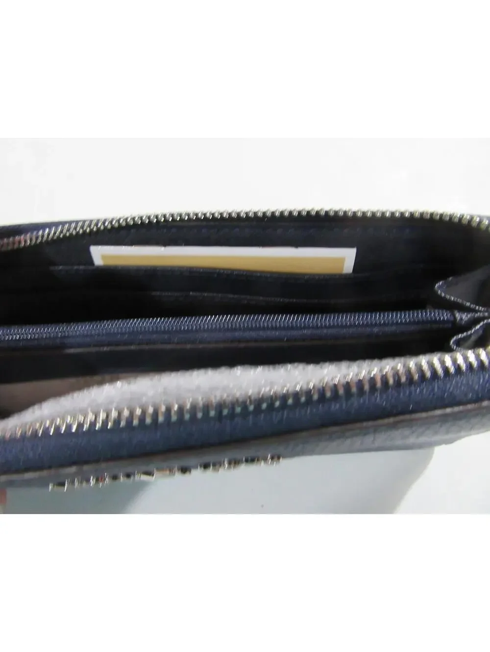 Michael Kors Bedford Large Three Quarter Zip Leather Wallet Navy / Silver - Picture 4 of 7